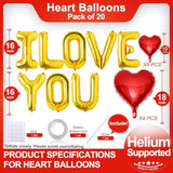 I Love You Balloons And Red Heart Balloons Kit Red Valentines Day Decorations Love Balloons For For Valentines Day Bridal Shower Wedding Romantic Special Night Party Supplies Decorations