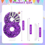 Purple Birthday Candle Crown Number 8 Candles Cake Candle,Purple Birthday Cake Topper Cupcake Decorations Party Decor For Girls And Women Anniversary Celebrations Supplies Favors
