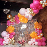162Pcs Hot Pink Balloons Arch Garland Kit Pink Orange Gold Metallic Pastel Pink Party Balloons For Baby Shower Birthday Wedding Party Decorations (Pink Orange Gold)