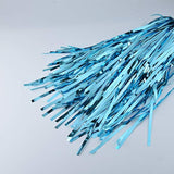 2Pcs 3Ft X 8Ft Light Blue Metallic Tinsel Foil Fringe Curtains Backdrop For Frozen Mermaid Blue Birthday Party Decorations, Baby Shower Bachelorette Bridal Shower Party Decorations