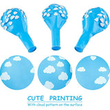 36 Pieces Blue Cloud Latex Balloons Mid Cloud Matte 12 Inch Balloons Light Blue And White Print Decoration For Baby Shower Boys Girls Birthday Party Supplies