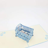 New Baby Card - Baby Shower Card, Baby Shower Greeting Card, New Baby Pop Up Card, Baby Shower Pop Up Card, Baby Crib Card Baby Crib Pop Up Card (Blue)