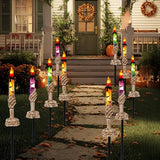 Halloween Decorations, 10 Pack Skull Candle Lights with Stakes, Battery Operated Waterproof Pathway Decor with Timer for Indoor Outdoor Front Pathway Lawn Yard Garden