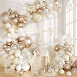 152PCS White & Champagne Gold Balloon Arch Kit  Boho Party Decor for Wedding and Shower