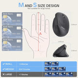 PHILIPS Ergonomic Mouse - Vertical Mouse with 800/1200/1600 Adjustable DPI, 6 Silent Buttons Design for S/M Hands, Auto Power Saving,Light Weight, 2.4GHz Wireless Mouse for Laptop, Desktop, PC-Black