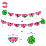 Watermelon Photo Banner 1-12 Month 1St Birthday Monthly Banner Baby Girl Photo Display Milestone Photograph Bunting Garland One In A Melon Summer Fruit Themed Party Supplies Decorations