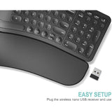 Split Ergonomic Keyboard With Cushioned Wrist And Palm Rest, 2.4G Usb Wireless