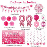 Pink Breast Cancer Awareness Decorations with Backdrop, Banner