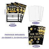 Surprise 60Th Birthday Party Invitation, Black And Gold Fill-In Invites For Adult Woman & Man, 20 Invitations With Envelopes(4" X 6"), Party Favors Decorations And Supplies-04