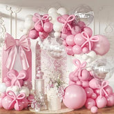 Pastel Pink And White Balloons Arch Kit, 118 Pcs Light Baby Pale Pink Bow Balloon Garland Mit 18 Inch Clear Balloons*3, Macaron Pink Long Balloon As Bow Decor For Girls Birthday Baby Shower Decoration