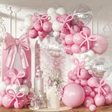 Pastel Pink And White Balloons Arch Kit, 118 Pcs Light Baby Pale Pink Bow Balloon Garland Mit 18 Inch Clear Balloons*3, Macaron Pink Long Balloon As Bow Decor For Girls Birthday Baby Shower Decoration