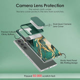 Samsung Galaxy S24 Ultra Case with Slide Camera Cover & Screen Protector, Anti-Yellowing Chic Pattern Design, Shockproof Anti-Scratch Slim Thin Phone Cover S24 Ultra 6.8'' Dream Green