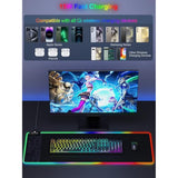 Rgb Gaming Mouse Pad With Fast Wireless Charger, Led Extended Desk Mat, Home Office Large Desk Pad With Ultra-Smooth Surface, Non-Slip Base, Waterproof Keyboard Pad (Black)