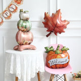 4PCS Fall Thanksgiving Foil Balloons Orange Maple Pumpkin Autumn Party Decor