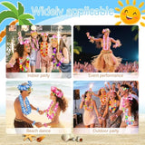 62 Pcs Hawaiian Leis For Luau Party Hawaii Leis Bulk - Tropical Hula Dance Decor Flowers Necklaces, Flower Headbands, Paper Glasses, Summer Beach Hawaii Party Favors