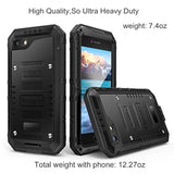For Iphone Se 2022/2020/ 8/7 Metal Case, Waterproof Heavy Duty Case With Screen Protector, Full Body Protection Grade Shockproof Defender Durable Sturdy Rugged Aluminum Cover, Black