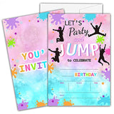 Jump Birthday Invitations For Kids, Slime Birthday Party Invitation Cards, Trampoline Park Party Celebration Supplies Decoration -20 Fill In Invitations With Envelopes (B20)
