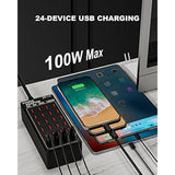 24-Port 100 Watt (20 A) Usb Charging Station, Travel Desktop Usb Rapid Charger, Multi Ports Fast Charger Station Organizer Compatible With Smartphones, Tables, And More Devices
