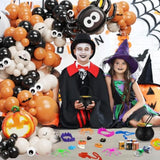 Halloween Balloon Arch Kit – Black Orange White with Spider, Pumpkin & Ghost
