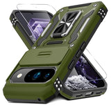 Case for Google Pixel 10/10 Pro with Slide Camera Cover+Screen Protector(1 Pack), Rotated Ring Kickstand Military Grade Shockproof Protective