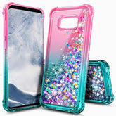 Compatible With Samsung Galaxy S8 Phone Case (Not Fit S8 Plus) Pink/Aqua | Bling Sparkly Glitter Floating Liquid Waterfall Cute Cover For Women Girls Kids