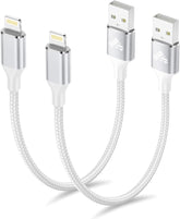 2 Pack Apple MFi Certified USB A to Lightning Cable 1FT Short Nylon Braided Fast Charging Cord for iPhone iPad