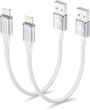 2 Pack Apple MFi Certified USB A to Lightning Cable 1FT Short Nylon Braided Fast Charging Cord for iPhone iPad