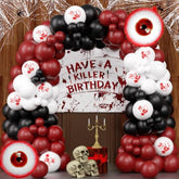 Halloween Balloon Arch Kit with Red Black White Bloody Hand & Eye Balloons