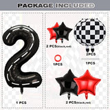 Race Car 2Nd Birthday Party Balloons,Two Fast Letter Banner Balloon 40 Inch Racetrack Number Balloon 2 Black For Boys 2Nd Birthday Decorations,Race Car Theme Party Decorations Supplies 18 Pcs Set
