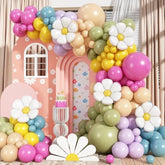 Daisy Pastel Balloon Garland Kit, 168Pcs Pink And Green Yellow Wildflower Party Decorations For Wild Flower Baby In Bloom Baby Shower Spring Daisy Theme Birthday Boho Mothers Day Party Decorations