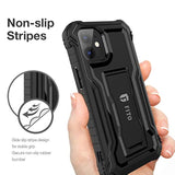 For Iphone 12 Mini Case Built-In Screen Protector, Dual Layer Shockproof Heavy Duty Case With Kickstand Compatible With Iphone 12 Mini 5.4 Inch Phone (Black)