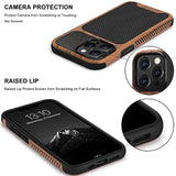 Magnetic Case Compatible With Iphone 13 Pro Max Case Wood Grain With Carbon Fiber Texture Design Leather Hybrid Slim Case (Compatible With Magsafe) Black