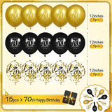 70Th Birthday Balloons For Men, 15 Pcs Black Gold Happy 70Th Birthday Balloons, Black Gold 70Th Birthday Party Decorations Balloons For Men Women 70Th Birthday Decor