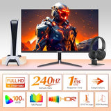 24 Inch 240Hz Gaming Monitor, 1080P Fhd, Fast Va Panel, 1Ms Adaptive Sync, Ultra Slim Frame, 16.7M Colors, Srgb 100%, Hdmi 2.1 & Dp 1.4, Vesa, Eye Care, For Ps5, Xbox, Gaming Computer Monitor