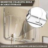 Wall Mounted Phone Holder, Clear Phone Stand Self Adhesive With Charging Hole Compatible With Iphone And Android Smartphone Cradle Bedside Organizer Remote Control Stand For Home Office 2-Pack