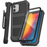 Falcon Armor Designed For Iphone 12 Case With Built-In Screen Protector (Ultra Protective) Full-Body Cover With Belt Clip Holster (Black)