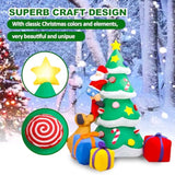 7Ft Inflatables Lighted Christmas Tree, Dog Chasing Santa Claus, Blow Up Cute Funny Indoor Outdoor Xmas Decor Lawn Yard