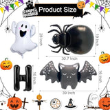 17pcs Halloween Balloons Black Foil Ghost Spider Bat Balloons Spooky Trick or Treat Decor