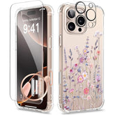 iPhone 16 Pro Case with Screen & Camera Protector, Floral Slim Shockproof 6.3''
