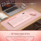 Pink Keyboard And Mouse Wireless, 2.4G Lag-Free Cute Keyboard Combo With Ergonomic Wrist Rest, Phone Holder & Batteries Included, Cordless Silent Key Board Set For Computer, Pc, Windows -