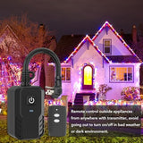 Outdoor Remote Control Outlet Plug Black,Indoor Wireless Outlet Switch Weatherproof Heavy Duty 15A 3-Prong 6-Inch Cord 100Ft Range (Battery Included)