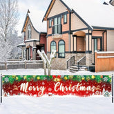 Large Merry Christmas Yard Banner Green Red Backdrop For Christmas Decorations Outdoor Red Holiday Party Supplies Home Decor For Yard,Garden,Porch,Lawn 98.4 X 19.6 Inch