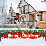 Large Merry Christmas Yard Banner Green Red Backdrop For Christmas Decorations Outdoor Red Holiday Party Supplies Home Decor For Yard,Garden,Porch,Lawn 98.4 X 19.6 Inch