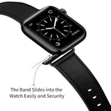 Apple Watch Leather Band Replacement Strap 42-49mm Black Compatible With All Series