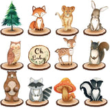 12Pcs Woodland Animals Table Centerpieces, Woodland Baby Shower Decorations, Forest Wild Animal Cutout Shapes For Creatures Baby Shower Table Decorations, Wood