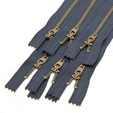 7 Inch Metal Zipper Close End Jeans Zipper Antique Brass Teeth Navy Zi