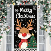 Christmas Door Cover Reindeer And Christmas Tree Design 71 X 35 Inch Merry Christmas Reindeer Hanging Banner Backdrop Photography Background Banner For Front Door Holiday Decor