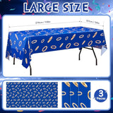3 Pcs Blue With Gold Ring Print Plastic Tablecloth 108 X 54 Inches Cartoon Tinsel Table Cover Video Games Party Decor Birthday Themed Party Decoration Supplies