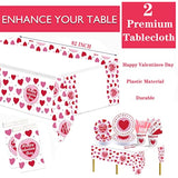 2025 Valentines Day Paper Plate Tableware Set - 177 Pcs Heart And Love Disposable Dinnerware With 2 Tablecloth - Red Paper Plates Napkins Cups For Valentines Day Kids School Office Party Supply