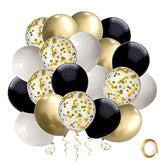 Black & Gold Confetti Balloons: 50-Piece Party Decoration Set